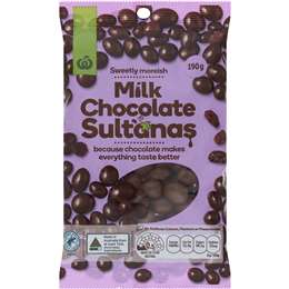 Sôcôla sữa Woolworths Sultanas 190g