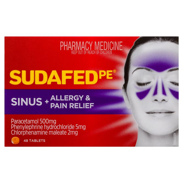 Sudafed PE xoang + Giảm dị ứng & giảm đau 48 viên