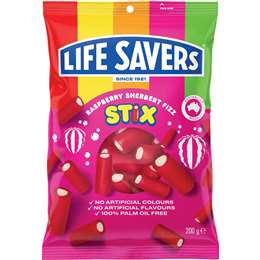 Life Savers Quả mâm xôi Sherbert Fizz Stix 200g