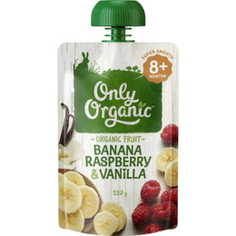 Only Organic 8 Tháng+ Chuối Quả mâm xôi & Vani 120g