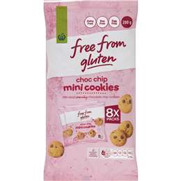 Woolworths Free From Gluten Choc Chip Bánh quy nhỏ 8 gói